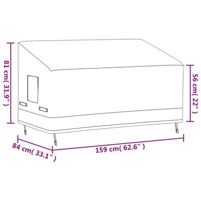 vidaXL 3-Seater Bench Cover Beige 159x84x56/81 cm 600D Oxford