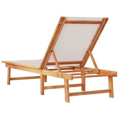 vidaXL Sun Lounger Grey Solid Wood Acacia and Textilene