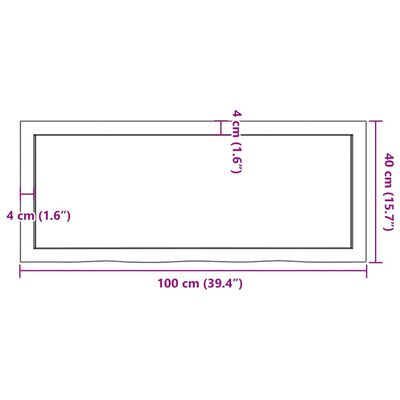 vidaXL Table Top Dark Brown 100x40x(2-4) cm Treated Solid Wood Oak