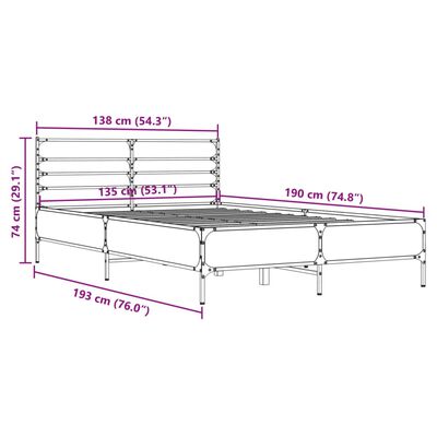 vidaXL Bed Frame without Mattress Sonoma Oak 135x190 cm Double