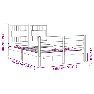 vidaXL Bed Frame without Mattress White 140x200 cm Solid Wood