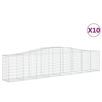 vidaXL Arched Gabion Baskets 10 pcs 400x50x80/100 cm Galvanised Iron