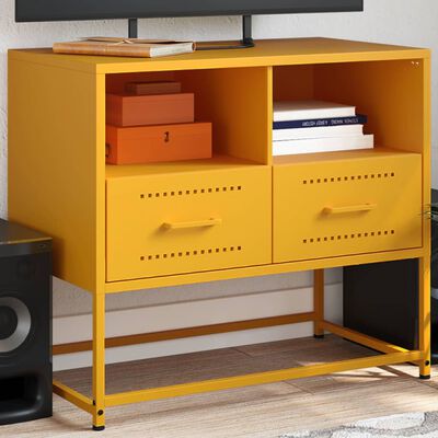 vidaXL TV Cabinet Mustard Yellow 68x39x60.5 cm Steel