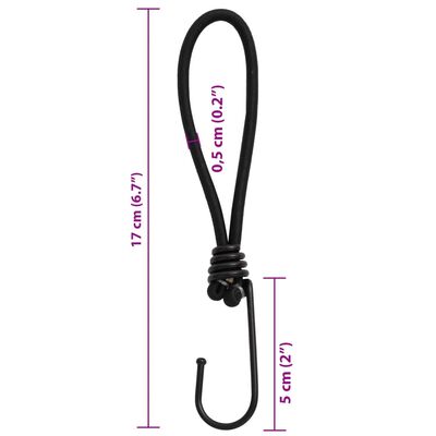 vidaXL Bungee Cord with Hooks 25 pcs 17 cm