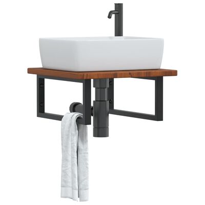 vidaXL Basin Shelf Wall Mounted Steel and Solid Wood Oak