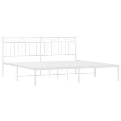 vidaXL Metal Bed Frame without Mattress with Headboard White 183x213 cm