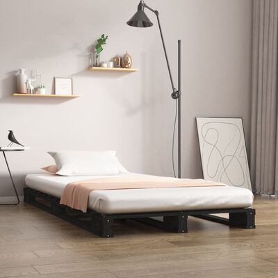 vidaXL Pallet Bed without Mattress Black Single Solid Wood