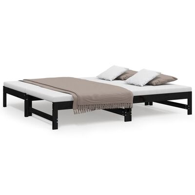 vidaXL Pull-out Day Bed without Mattress Black 2x(75x190) cm