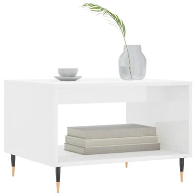 vidaXL Coffee Table High Gloss White 60x50x40 cm Engineered Wood