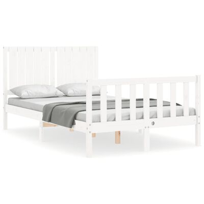 vidaXL Bed Frame without Mattress White Small Double Solid Wood Pine