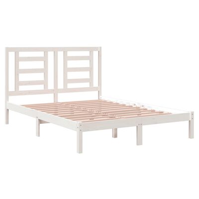 vidaXL Bed Frame without Mattress White 150x200 cm King Size Solid Wood Pine