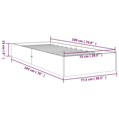 vidaXL Bed Frame without Mattress White Solid Wood 75x190 cm Small Single