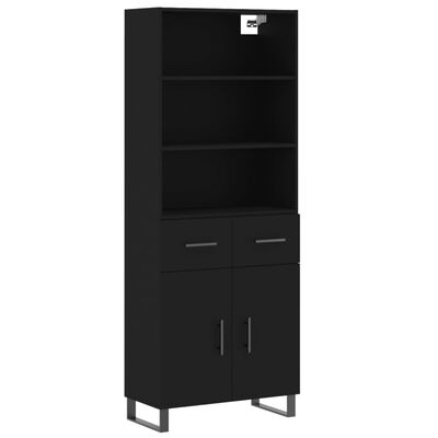 vidaXL Highboard Black 69.5x34x180 cm Engineered Wood