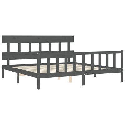 vidaXL Bed Frame without Mattress Grey 200x200 cm Solid Wood Pine