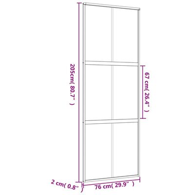 vidaXL Sliding Door Gold 76x205 cm Clear ESG Glass and Aluminium