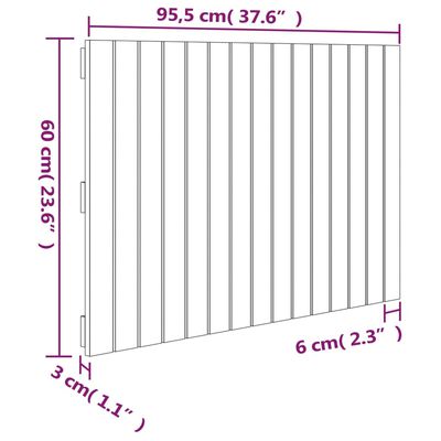 vidaXL Wall Headboard 95.5x3x60 cm Solid Wood Pine