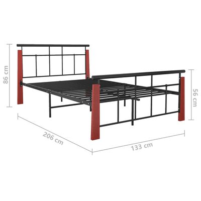 vidaXL Bed Frame without Mattress Metal and Solid Oak Wood 120x200 cm