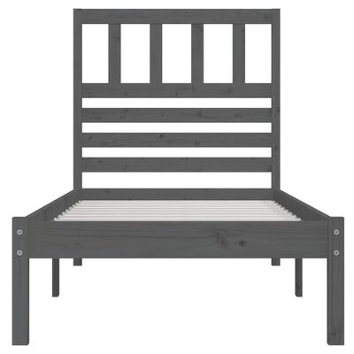 vidaXL Bed Frame without Mattress Grey Solid Wood Pine 90x200 cm