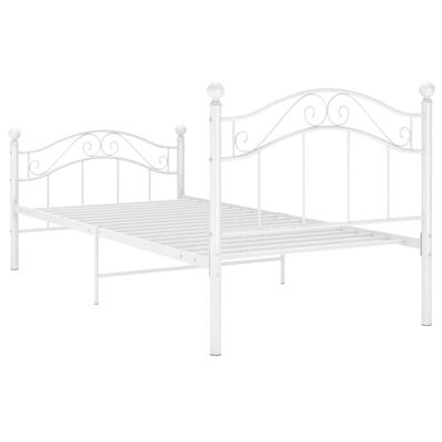 vidaXL Bed Frame without Mattress White Metal 90x200 cm