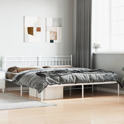 vidaXL Metal Bed Frame without Mattress with Headboard White 200x200 cm