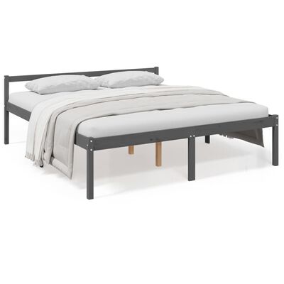 vidaXL Senior Bed without Mattress Grey 200x200 cm Solid Wood Pine