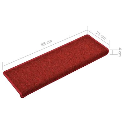 vidaXL Carpet Stair Treads 15 pcs 65x21x4 cm Red