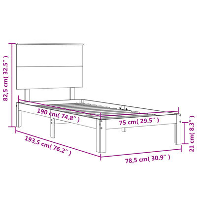 vidaXL Bed Frame without Mattress White Small Single Solid Wood Pine