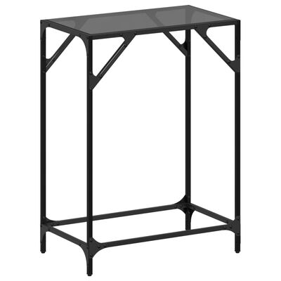 vidaXL Console Table with Black Glass Top 60x35x81 cm Steel