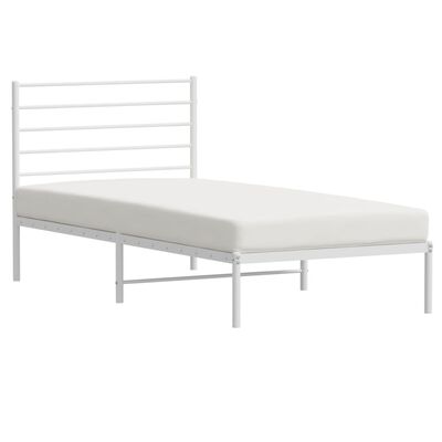 vidaXL Metal Bed Frame without Mattress with Headboard White 100x200 cm