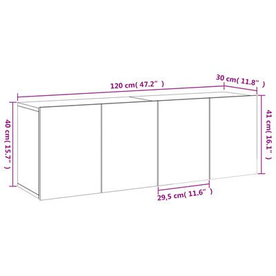 vidaXL TV Cabinets Wall-mounted 2 pcs Grey Sonoma 60x30x41 cm