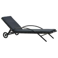 vidaXL Sun Lounger with Cushion & Wheels Poly Rattan Anthracite