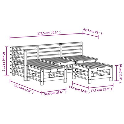 vidaXL 5 Piece Garden Lounge Set Impregnated Wood Pine