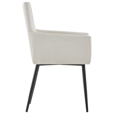 vidaXL Dining Chairs with Armrests 2 pcs Cream Fabric