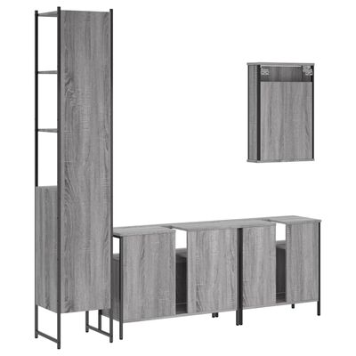 vidaXL 4 Piece Bathroom Furniture Set Grey Sonoma Engineered Wood