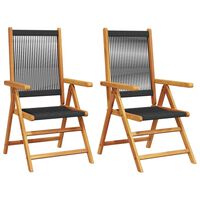 vidaXL Garden Chairs 2 pcs Black Solid Wood Acacia and Polypropylene