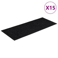 vidaXL Self-adhesive Stair Mats Rectangular 15 pcs 60x25 cm Black