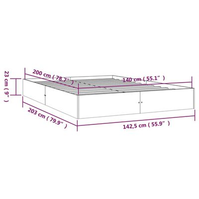 vidaXL Bed Frame without Mattress White Solid Wood 140x200 cm