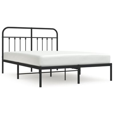 vidaXL Metal Bed Frame without Mattress with Headboard Black 140x190 cm