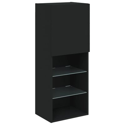 vidaXL 5 Piece TV Wall Units with LED Black Engineered Wood