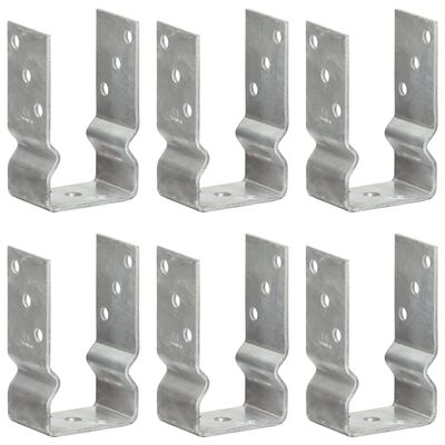 vidaXL Fence Anchors 6 pcs Silver 8x6x15 cm Galvanised Steel