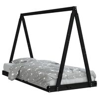 vidaXL Kids Bed Frame Black 90x200 cm Solid Wood Pine