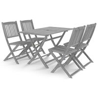 vidaXL 5 Piece Garden Dining Set Solid Acacia Wood Grey