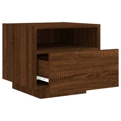 vidaXL Bedside Cabinet with LED Lights Brown Oak 40x39x37 cm