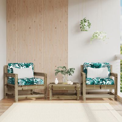 vidaXL Garden Chairs with Cushions 2 pcs Impregnated Wood Pine