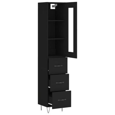 vidaXL Highboard Black 34.5x34x180 cm Engineered Wood