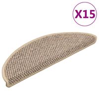 vidaXL Stair Mats Self-adhesive Sisal-Look 15 pcs 56x17x3 cm Dark Beige