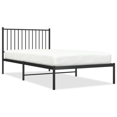 vidaXL Metal Bed Frame without Mattress with Headboard Black 100x200 cm