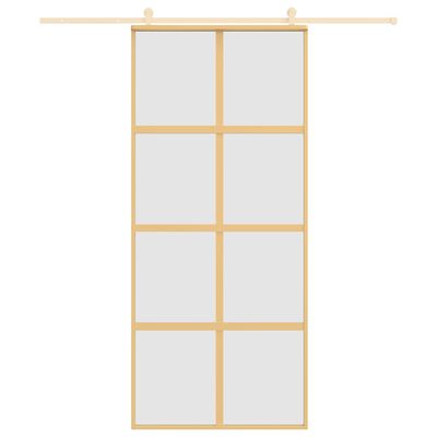 vidaXL Sliding Door Gold 90x205 cm Frosted ESG Glass and Aluminium