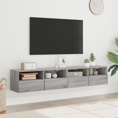 vidaXL TV Wall Cabinets 2 pcs Grey Sonoma 80x30x30 cm Engineered Wood