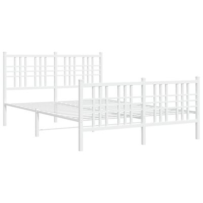 vidaXL Metal Bed Frame without Mattress with Footboard White 140x190 cm